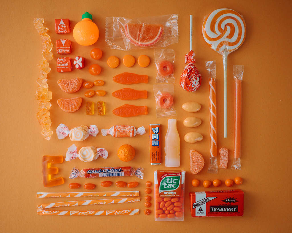 Colorful photographs of sugar candies